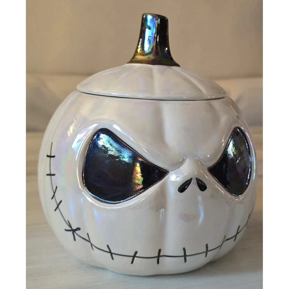 Disney Nightmare Before Christmas Jack Skellington Iridescent Pumpkin Cookie Jar